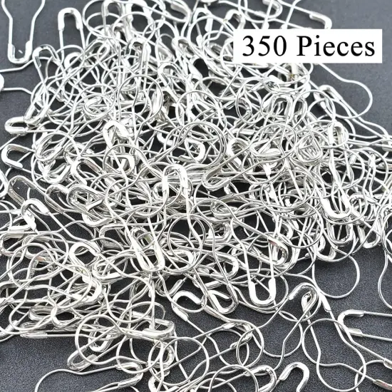 Bulb Metal Gourd Safety Pins 22mm Length Needle Fastener Closure Pear Shape Stitch Tag Marker Easy Use Spot Attach Sturdy Not Pop Ravel for Knit Sew Fabric Iron Silver 350pcs {5}