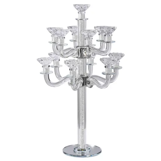 Crystal Candelabra with Mirrored Base 13 Arms Silver {3}