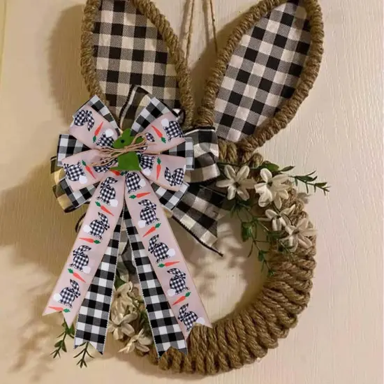 Large Easter Bow for Wreath,Black Pink Easter Tree Topper,Easter Bows for Wreaths,Outdoor Easter Wreath,Easter Bunny Tree Topper {5}