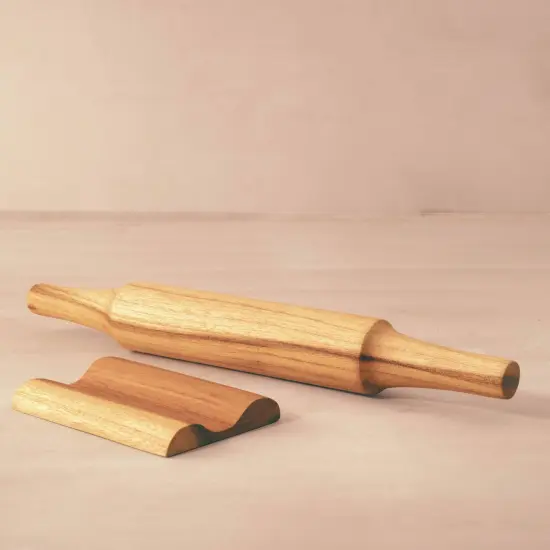 Teak Wood Belan with Stand Set {2}