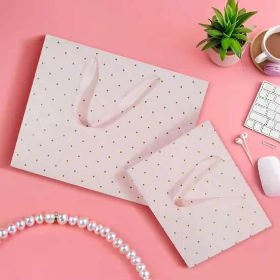 Pink Gift Bags with Tissue Paper and Handles, Large 13'' and Medium 9'' Paper Gift Bag for Girls Bridal Shower Wedding Anniversary Birthday Mothers Day {5}