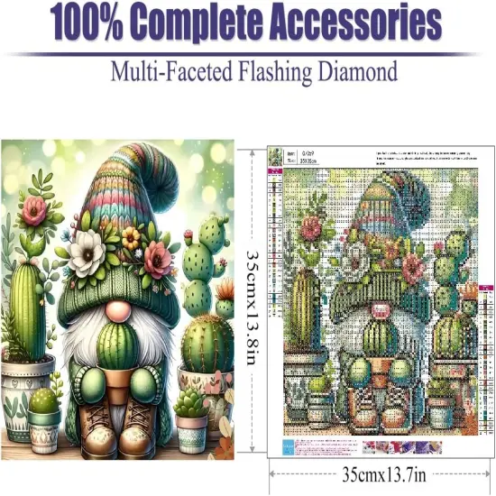 Gnome Diamond Art Kits for Adults,Diamond Art Painting Kits, DIY 5D Diamond Art for Adults, Diamond Painting Kits, Full Drill Gem Art Kits for Decoration Home Wall 14X14 Inch {2}