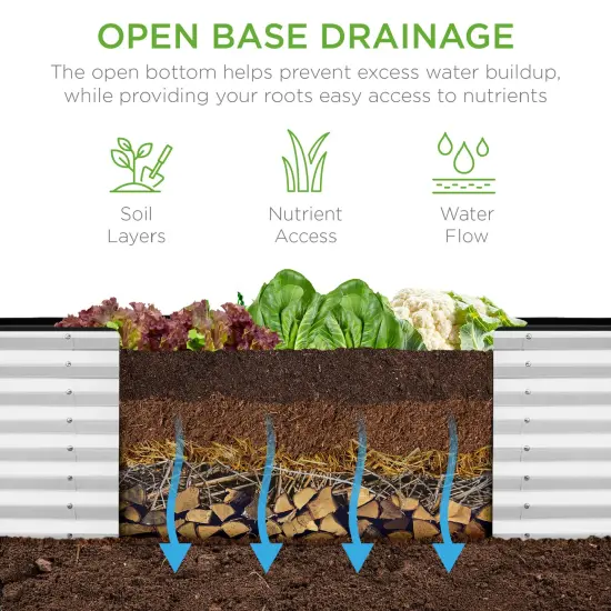 Best Choice Products 8x2x2ft Raised Metal Outdoor Garden Bed, Planter Box for Flowers, Vegetables, Herbs White {4}