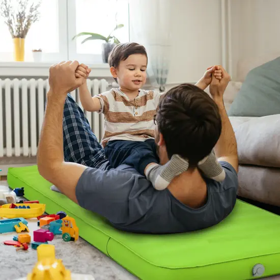 Inflatable Camping Sleeping Pad with 4 inch Thickness, Quick Inflation and 2-in-1 Bag Green {2}