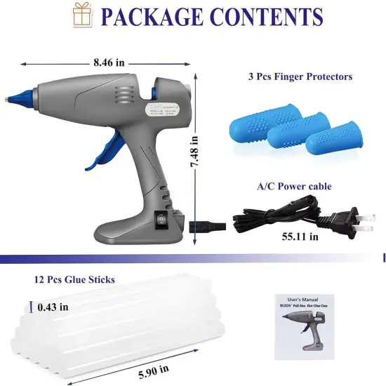 Hot Glue Gun, Full-Size Glue Gun 80 & 120W, Stand-Up Large Glue Guns Anti-Dripping Dual High Temp Hot Melt Glue Gun With 12 Glue Sticks for Craft Art Creative Office Decor DIY Quick Repairs {5}