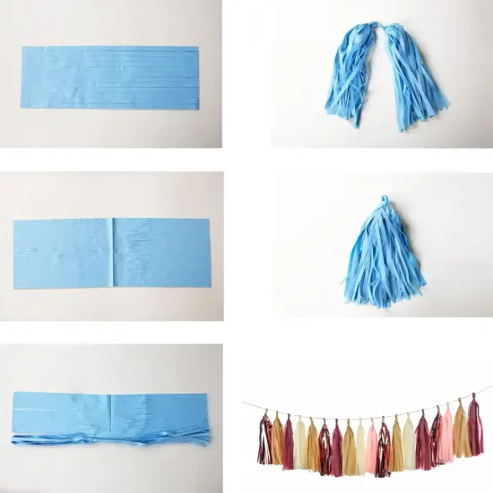 25 PCS Burgundy Tassels Garland Tissue Paper Tassels Banner DIY Kit Baby Shower Decorations Fall Wedding Burgundy Wedding Women Birthday Party Thanksgiving Day Decorations {4}