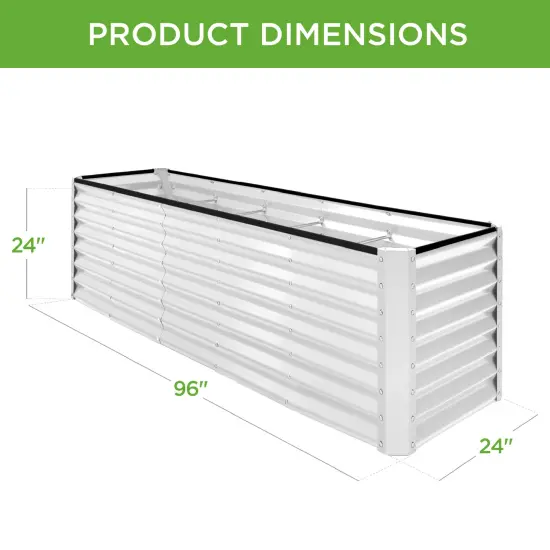 Best Choice Products 8x2x2ft Raised Metal Outdoor Garden Bed, Planter Box for Flowers, Vegetables, Herbs White {2}