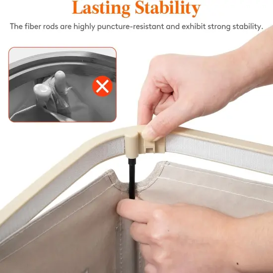 Laundry Basket with Lid, Large Laundry Hamper with Plastic Handles and Removable Bag, Foldable Tall Dirty Clothes Hampers for Laundry {2}