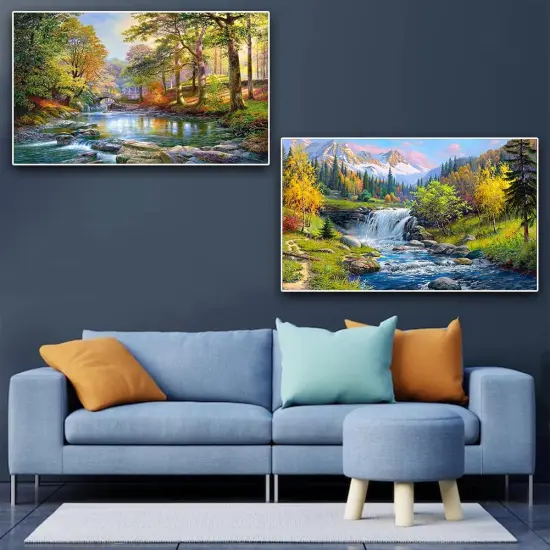 2 Pack Diamond Painting Kits，Large 5D DIY Landscape Diamond Painting Kits for Adults，DIY Full Drill Crystal Rhinestone Arts and Crafts，Lake Gem Art Painting with Diamond Home Wall Decor (28X16inch) {5}