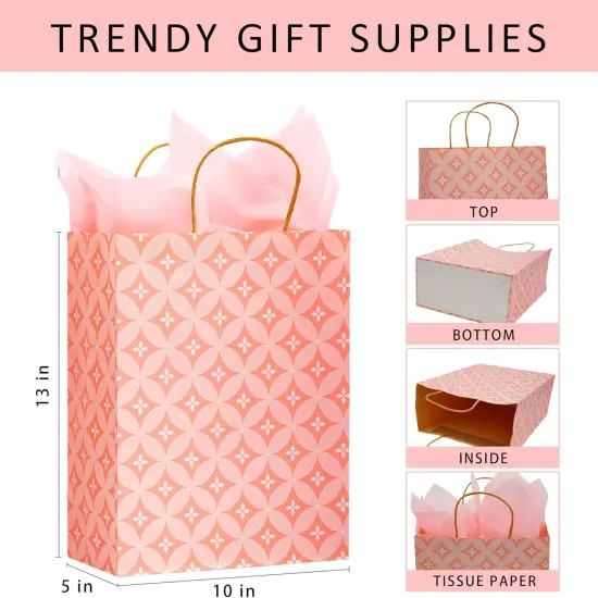 12 Pack 13" Large Kraft Paper Gift Bags Assortment with Tissue Paper & Handles {2}