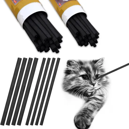 Soft Willow Drawing Charcoal 50 Pieces Natural Willow Charcoal Sticks for Drawing, Sketching Shading Artists Beginners or Students of All Skill Levels Supplies, 2 Box 4 - 5 mm 5 - 7 mm in Diameter {1}