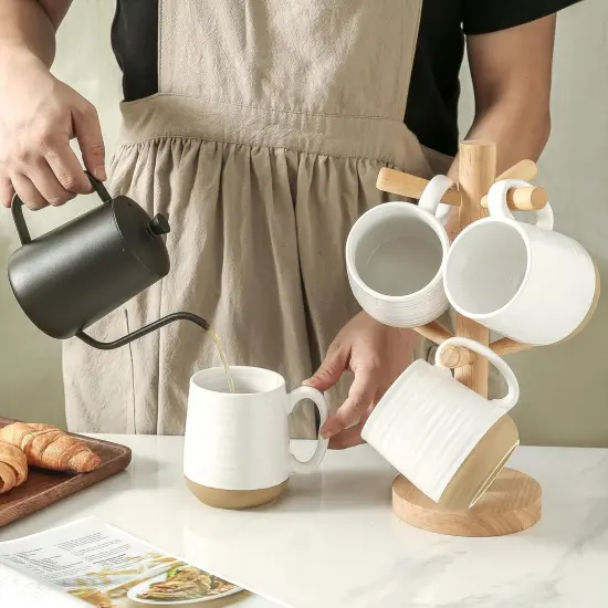 15 Ounce Porcelain Coffee Mugs Set of 4 with Large Handle Perfect for Coffee {3}