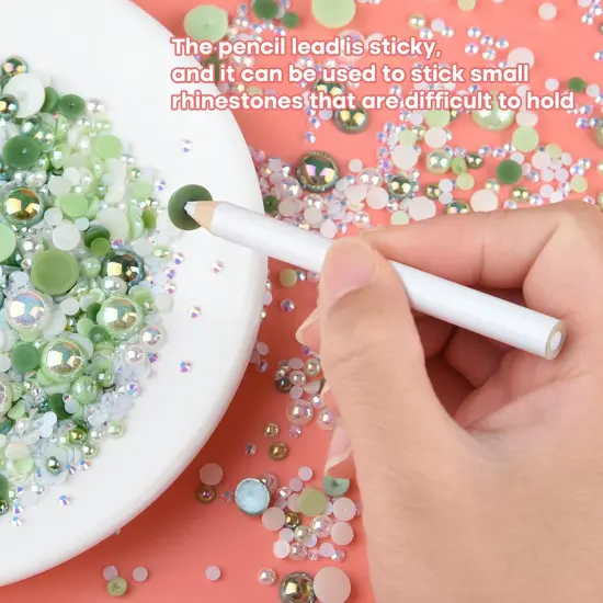 50g Mix Flatback Rhinestones Half Pearls for Crafts Mixed Size 3mm-10mm Flat Back Rhinestones for Crafts Flatback Pearls for DIY Tumblers Mugs Nail Art Shoes Clothes (Fresh Green Series) {5}