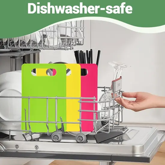 Kitchen Cutting Board Set of 3, Plastic Cutting Boards with Easy Grip Handle for Kitchen Cooking, Non Slip Cutting Mat Pad for Meat, Fruit, Vegetables, 12 Inch by 8 Inch {5}