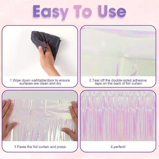 3 Pack 3.3x8.2 Feet Iridescent Transparent Foil Fringe Backdrop Curtains, Tinsel Streamers Birthday Party Decorations, Fringe Backdrop for Graduation Baby Shower Gender Reveal Disco Party {3}