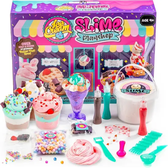 Ice Cream Slime Kit for Girls Playshop to Make Fun Pink & Sweet Slime Ice Cream/ Waffle Toys - Girl Gift Idea {1}