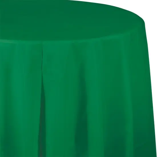 12 pc Bulk Emerald Green Round Plastic 82 inch Table Covers {1}