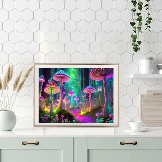 Paint by Numbers Kit for Adults with Frame,Mushroom Forest Paint by Numbers for Adults, Paint by Number with Easel, DIY Paint by Number Kits for Home Wall Decor （11.8x15.7inch） {3}