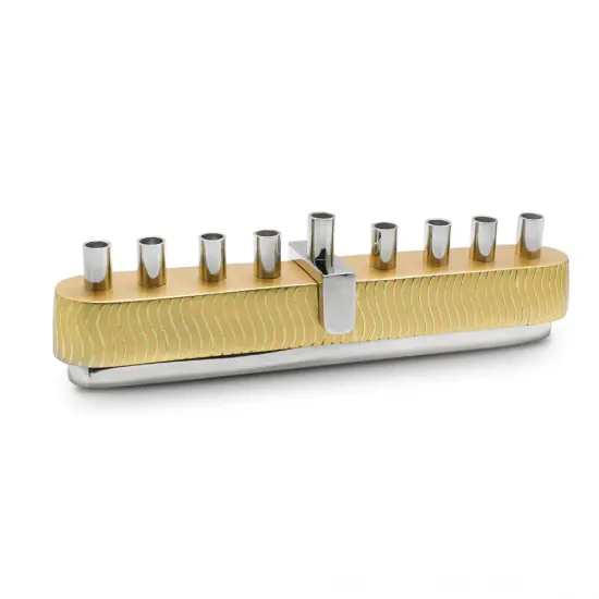 Polished Metal Menorah with Swirls By Kinor Decor Silver {1}