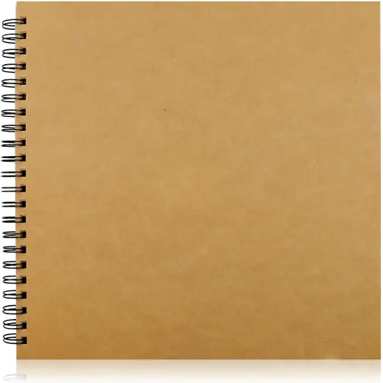 Hardcover Scrapbook & Photo Album - 100 Pages DIY Kraft Memory Book with Spiral Binding for Weddings, Anniversaries, Family Photos {1}