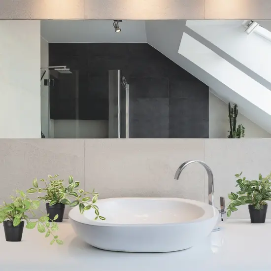 3 Packs Fake Plants Indoor with Black Plastic Pot - Realistic Artificial Potted Plants for Home, Office, Bathroom, Desk, Shelf, Living Room & Bathroom D&eacute;cor {6}