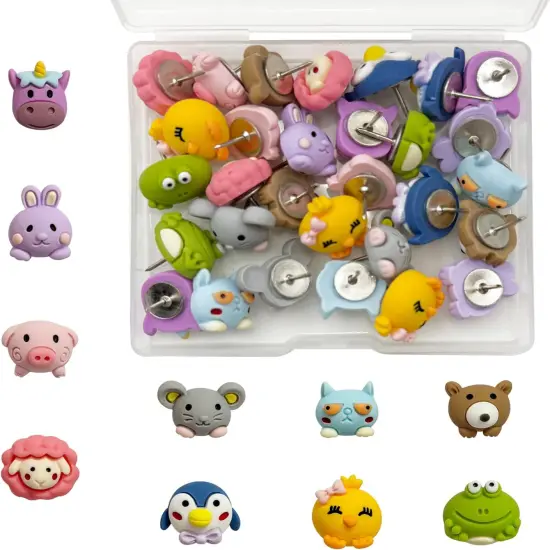 30 Pcs Animal Push Pins Decorative Push Pins Cute Animal Thumbtack for for Cork Board, Photo Wall, Map {1}