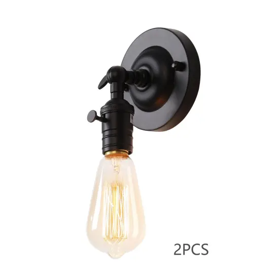 1/2/4pcs Industrial Wall Sconce &ndash; Adjustable 180&deg; Black Hardwired Fixture with UL Certification &ndash; Vintage Candlestick Lighting for Farmhouse, Bedroom, Office {1}