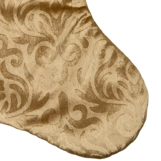 Northlight 20.5" Gold Etched Velvet Christmas Stocking with Glitter Print and Metallic Trim {4}
