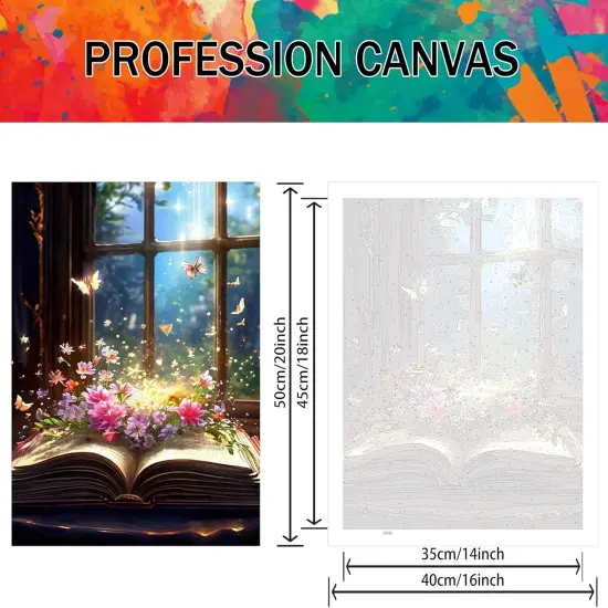 Butterfly Book Paint by Number Adult-Butterfly Canvas Paint by Numbers for Adults,Flowers Paint by Number Kits on Canvas for Gifts Home Wall Decor(16x20inch) {3}