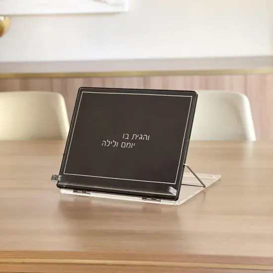 Lucite & Black Leatherette Tabletop Stand By Kinor Decor {5}