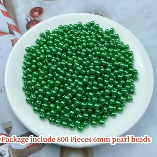800pcs Pearl Beads 6mm Round Pearl Beads with Hole for DIY Bracelet Necklace Jewelry Making Supplies Handmade Craft(Green) {2}