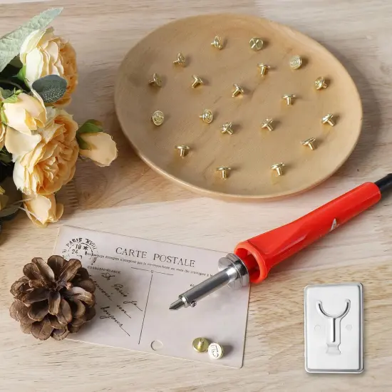 Wood Burning Tip Set, 26 Letters Wood Burning Tip Kit, DIY Wood/Leather Burning Set, Copper Letter Number Soldering Iron Stencils, DIY Embossing Carving Head Tools for Wood Leather DIY Crafts {3}