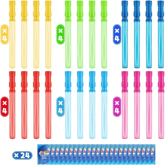 24 Pack 14&rsquo;&rsquo; Bubble Wands, Big Bubble Wands With 24 Bubble Refill Solution, Bubbles Party Supplies For Easter, Birthday, Wedding, Summer Outdoor/indoor Activity, Bubbles Party Favors For Kids {2}
