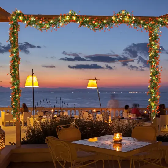 Faux Spring Eucalyptus Garland Artificial Hanging Vines Wedding Greenery Garland with Lights Faux Plants Indoor Flower Vine for Wall Fireplace Table Porch Door Decoration {4}