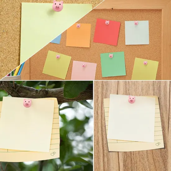 30 pcs Decorative Push Pins Pink Little Pig Resin Handmade Cute Thumbtack Paper Map Marker Picture Memo Note Drawing Pin Decorative Nail Cork Board Office Accessories（Pig） {4}