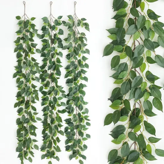 Artificial Vines Garland 42'' Fake Ficus Vine Greenery Garland Silk Green Leaves Decoration Faux Hanging Plants for Wedding Table Centerpieces Wall Room Decor {1}