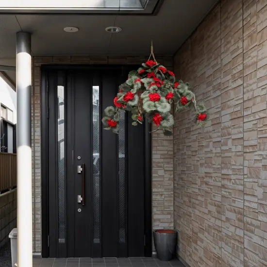 25" Red Hanging Geranium Basket &ndash; Lush Silk Flowers for Indoor & Outdoor Home D&eacute;cor {5}