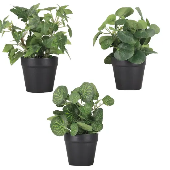 Mini Fake Plants Set of 3 - Small Lifelike Artificial Potted Plants in Ceramic Pots for Home, Office Desk, Bathroom Shelf, Farmhouse Decor {2}