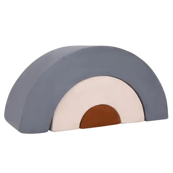 Faux Suede Kids Climbing Set and 3-Piece Soft Arch Play Couch Pink {7}