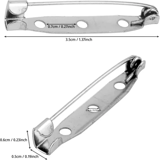 50 Pcs Silver Bar Pins, Safety Pins - Secure Back Clasp - Reliable Brooch Pins for Various Uses Locking Pins Backs Safety Clasp Brooch (35MM, Silver) {2}