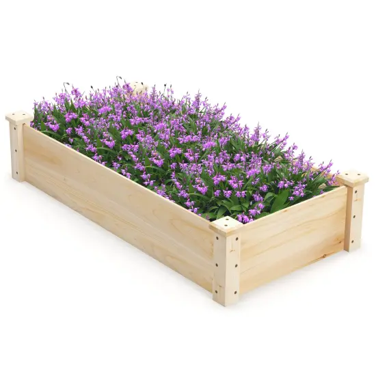 Natural Fir Wood Garden Planter Bed with Open Bottom and Large Growing Space {1}