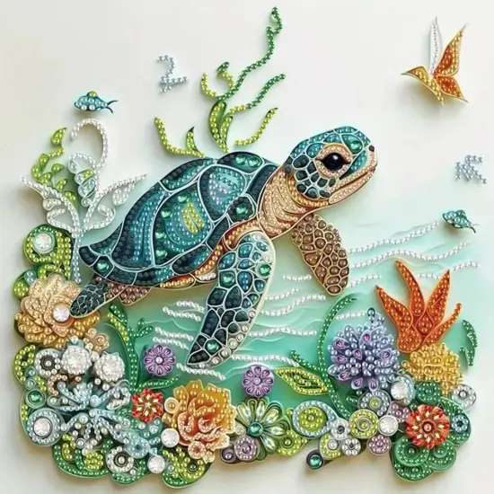 Sea Turtle Animal Special Shape Diamond Art Kits for Adults,5D Diamond Painting Kits for Beginner,DIY Diamond Crystal Rhinestones Painting Kits for Home Wall Decor Gift 11.8 X 11.8inch {1}
