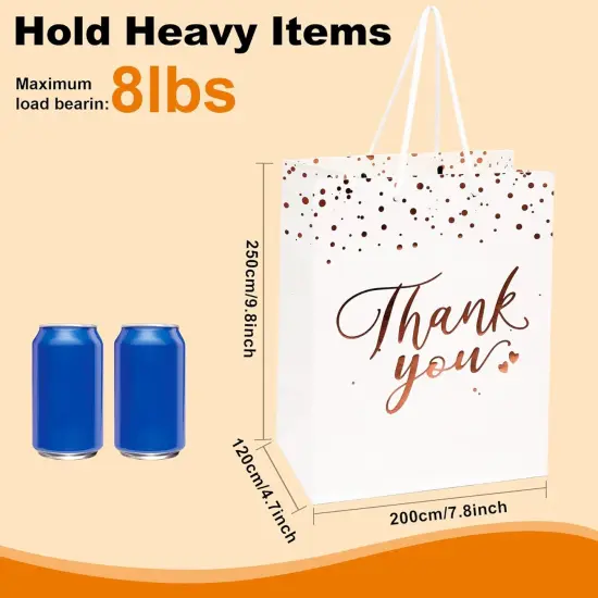 20 Pcs White Gift Bags with Handles - Medium Size Thank You Bags Bulk for Weddings {2}
