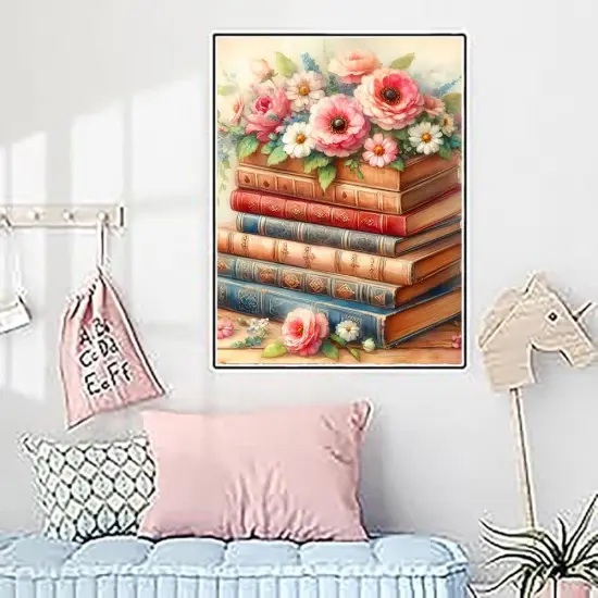 Books Diamond Art Kits DIY Daisy Diamond Painting Kits for Beginners Adults 5D Round Full Drill Diamond Painting Kits for Adults for Home Wall Decoration Gift 12&times;16 inch. {4}