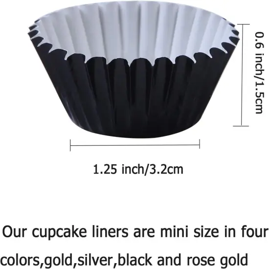 600 Pieces 1.25 Inch Mini Size Foil Metallic Cupcake Liners Muffin Paper Cases Baking Cups {2}