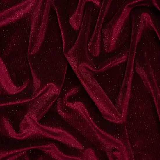 1 Yard Burgundy Glitter Stretch Polyester Velour Fabric 55 Inches Wide {1}