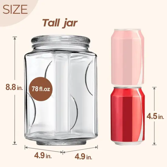 Glass Jars with Lids 78oz, Large Glass Storage Containers with Lids, Flour Sugar Storage Containers, Half Gallon Glass Containers for Kitchen Storage and Laundry Room Organization, Set of 1 {2}