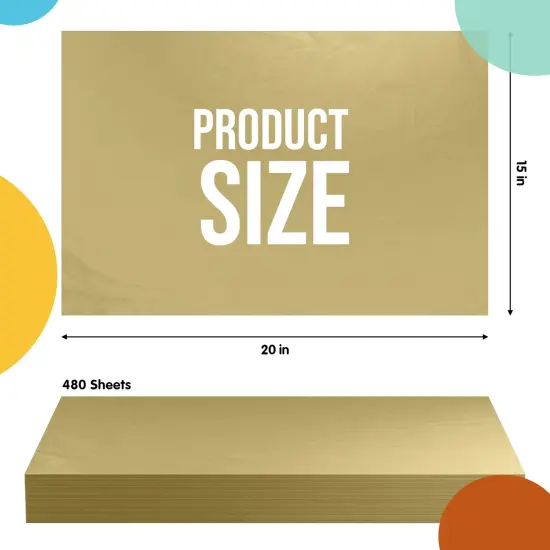 Tissue Paper for Gift Bags - 15" x 20"Bulk Tissue Paper Dark Blue 480 Sheets - 10lb Newsprint for Packing, Birthday Gift Box Filler, Packing Supplies for Moving SuppliesGold {2}