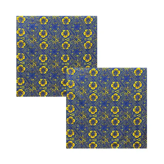 1 Yard Traditional Tapa Hibiscus 100 Percent Cotton Fabric 45 Inch Width Grey & Blue {3}