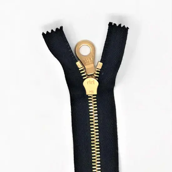 8MM Closed Bottom Zipper &ndash; Custom Length, Black or Dyeable White Black/Brs-nikl-blck {4}